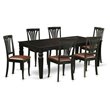Pemberly Row 7-Piece Dining Set with Faux Leather Chairs in High Sheen Black