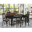 Pemberly Row 7-Piece Wood Dining Table Set with Faux Leather Chairs in Black