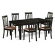 Pemberly Row 7-Piece Wood Dining Table Set with Faux Leather Chairs in Black