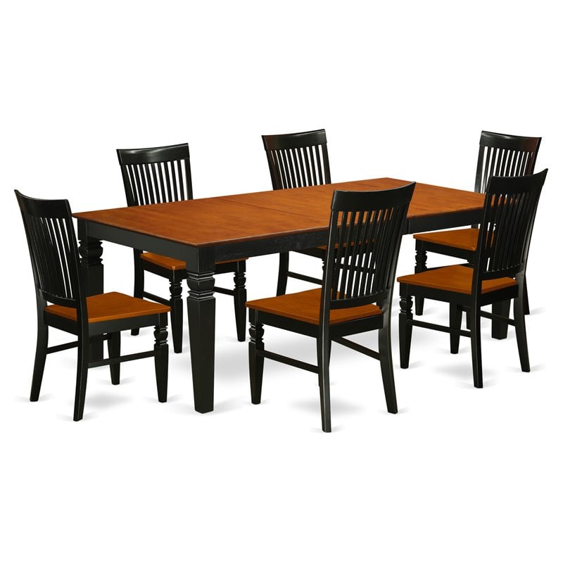 Pemberly Row 7-Piece Wood Dining Set with Black and Cherry Finish