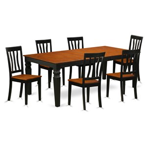 Pemberly Row Black and Cherry 7-Piece Dining Room Set with Butterfly Leaf