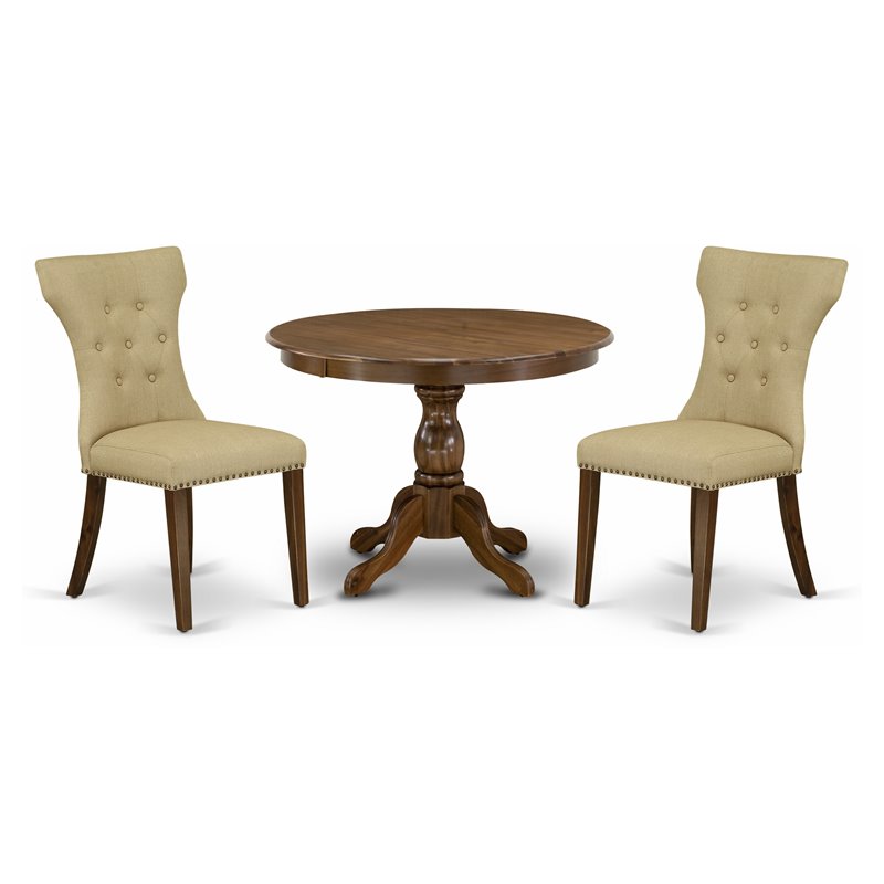 Pemberly Row 3-Piece Wood Dining Set in Acacia Walnut and Brown