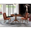 Pemberly Row 3-Piece Wood Dining Set with Faux Leather Chairs in Mahogany Brown