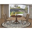 Pemberly Row 3-Piece Wood Dining Set with Linen Fabric Chairs in Mahogany Sable
