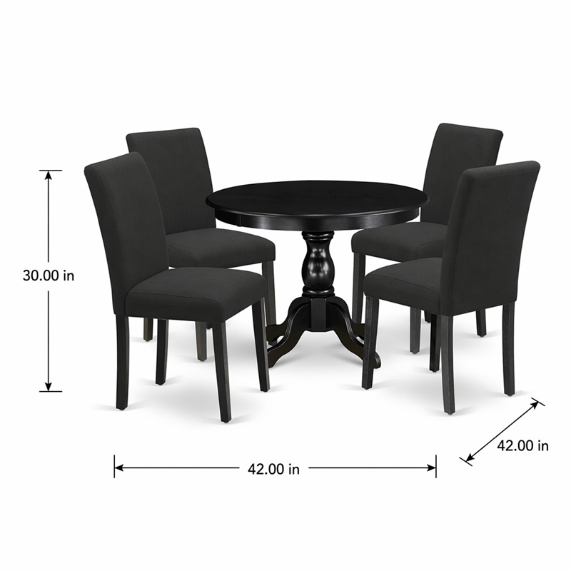 Pemberly Row 5-Piece Wood Dining Set in Wire Brush Black Finish