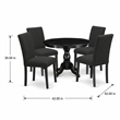 Pemberly Row 5-Piece Wood Dining Set in Wire Brush Black Finish