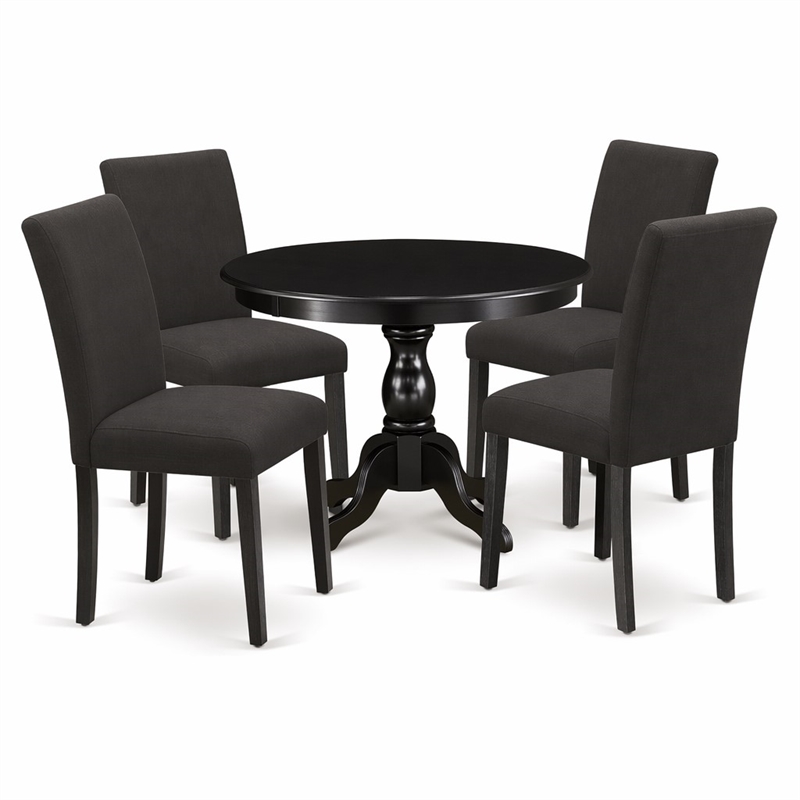 Pemberly Row 5-Piece Wood Dining Set in Wire Brush Black Finish