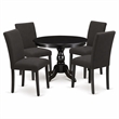 Pemberly Row 5-Piece Wood Dining Set in Wire Brush Black Finish