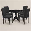 Pemberly Row 5-Piece Wood Dining Set in Wire Brush Black Finish