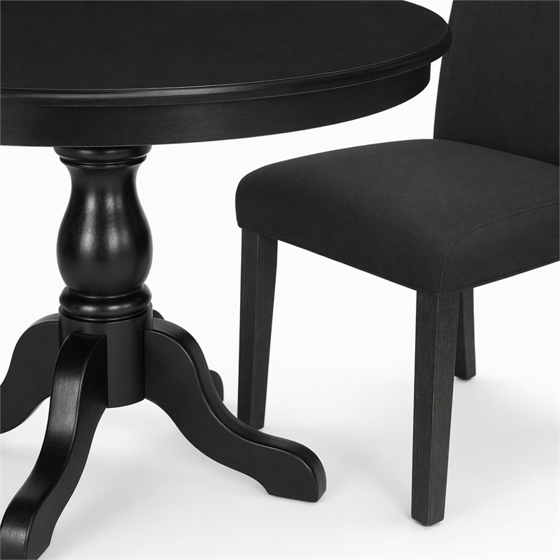 Pemberly Row 5-Piece Wood Dining Set in Wire Brush Black Finish
