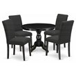 Pemberly Row 5-Piece Wood Dining Set in Wire Brush Black Finish