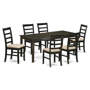 Pemberly Row 7-Piece Wood Dining Set with Butterfly Leaf in Cappuccino