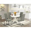 Pemberly Row 5-Piece Wood Dining Set in Linen White and Smoke Finish