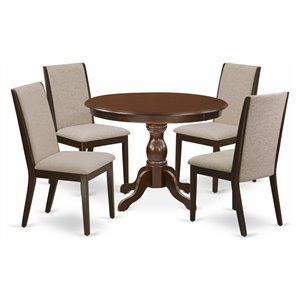 Pemberly Row 5-Piece Wood Dining Set in Mahogany and Light Tan Finish