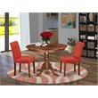 Pemberly Row 3-Piece Dining Set with Leather Seat in Mahogany Wood Finish