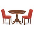Pemberly Row 3-Piece Dining Set with Leather Seat in Mahogany Wood Finish