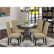 Pemberly Row 5-Piece Wood Dining Set Cappuccino Finish with Fabric Seat