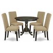 Pemberly Row 5-Piece Wood Dining Set Cappuccino Finish with Fabric Seat