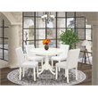 Pemberly Row 5-Piece Wood Dining Set with PU Leather Seats in Linen White/White