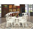 Pemberly Row 5-Piece Wood Dining Set with Napoleon Back Chairs in White