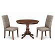 Pemberly Row 3-Piece Wood Dining Set in Mahogany with Dark Khaki