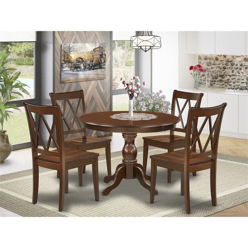 Pemberly Row 5-Piece Wood Dining Room Set in Rich Mahogany Finish