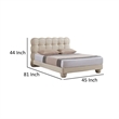 Pemberly Row Twin Bed in Off White Faux Leather with Tufted Headboard