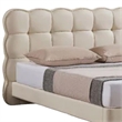 Pemberly Row Twin Bed in Off White Faux Leather with Tufted Headboard