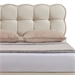 Pemberly Row Twin Bed in Off White Faux Leather with Tufted Headboard