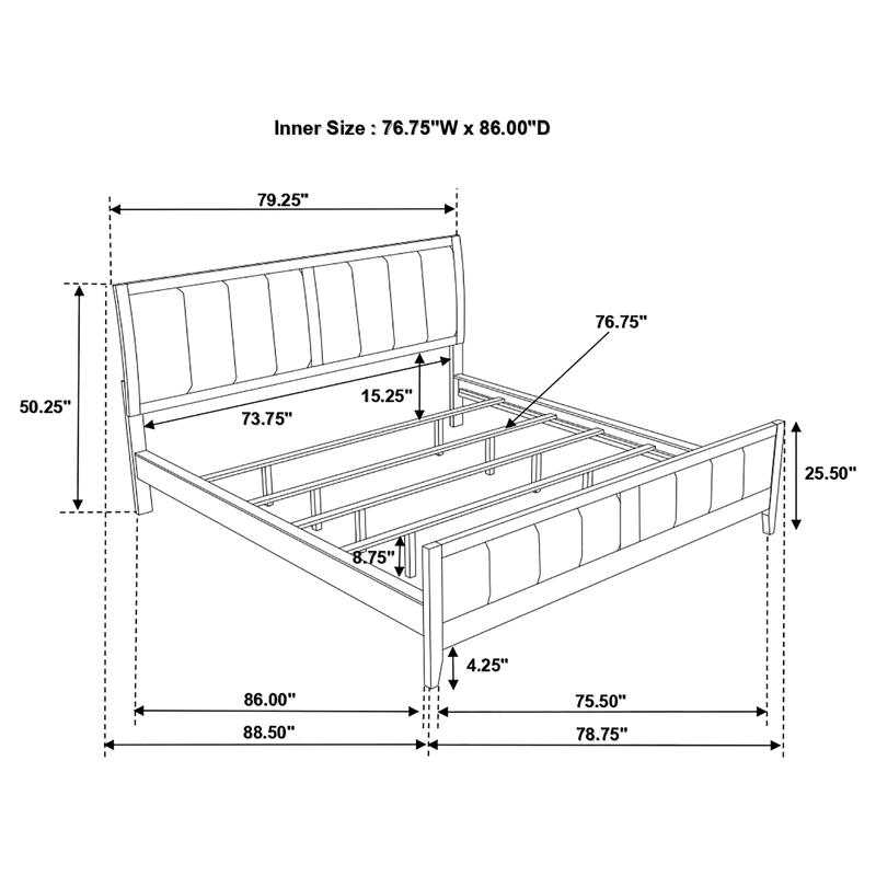 Pemberly Row Wood California King Panel Bed in Cappuccino Finish