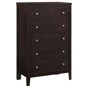 Pemberly Row 5-Drawer Bedroom Chest with Silver Hardware in Cappuccino