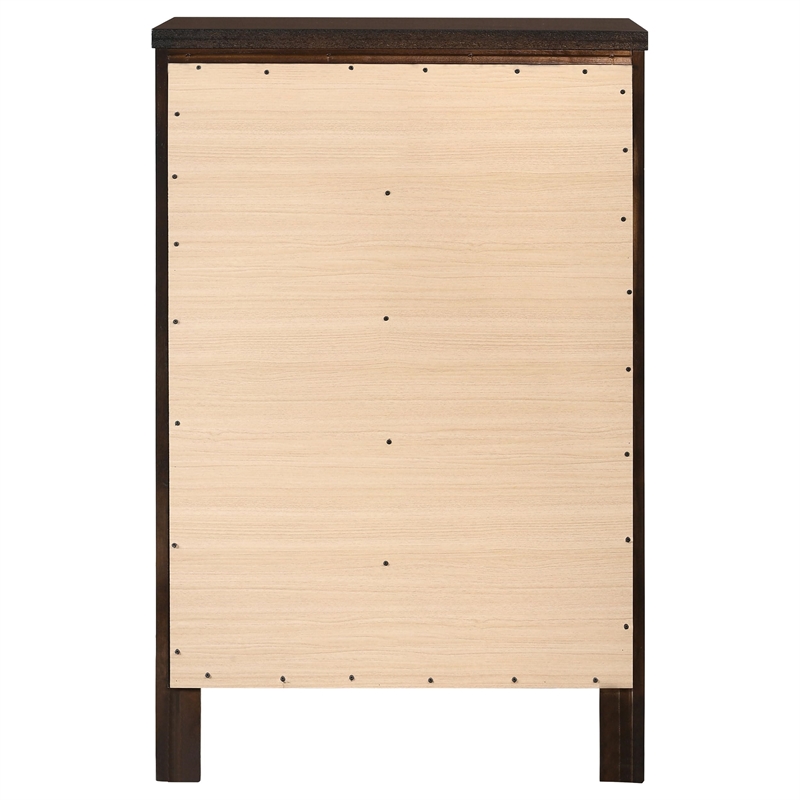 Pemberly Row 5-Drawer Bedroom Chest with Silver Hardware in Cappuccino