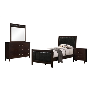 Pemberly Row 4-Piece Twin Bedroom Set in Warm Cappuccino Finish