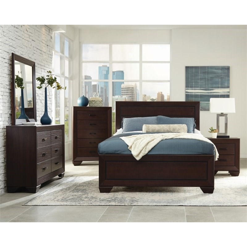 Pemberly Row 5-Piece Eastern King Bedroom Set in Dark Cocoa Finish