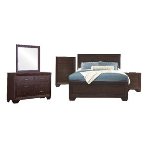 Pemberly Row 5-Piece Queen Panel Bedroom Set in Dark Cocoa Finish