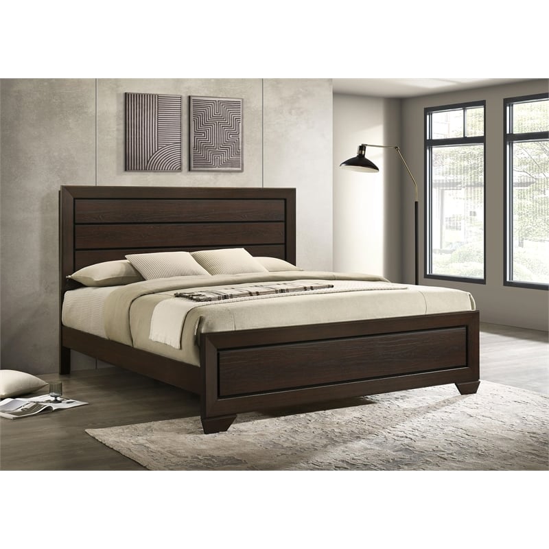 Pemberly Row Wood Eastern King Panel Bed in Dark Cocoa Finish