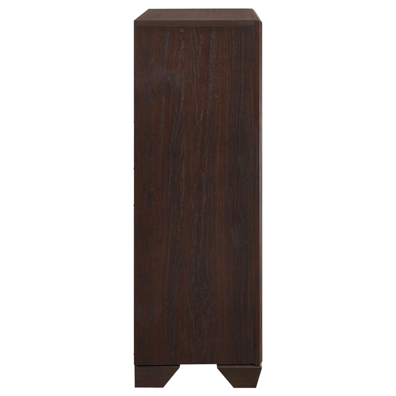 Pemberly Row 5-Drawer Bedroom Chest with Brass Pulls in Dark Cocoa