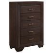Pemberly Row 5-Drawer Bedroom Chest with Brass Pulls in Dark Cocoa