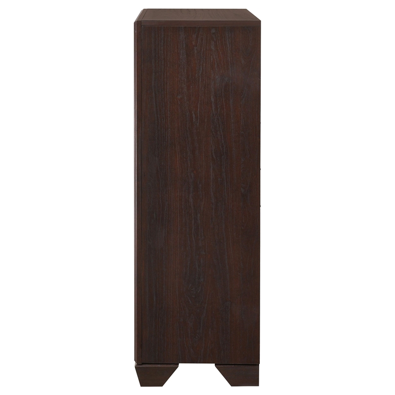 Pemberly Row 5-Drawer Bedroom Chest with Brass Pulls in Dark Cocoa