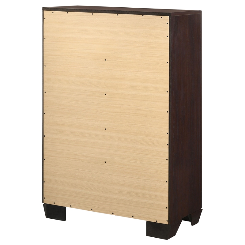 Pemberly Row 5-Drawer Bedroom Chest with Brass Pulls in Dark Cocoa