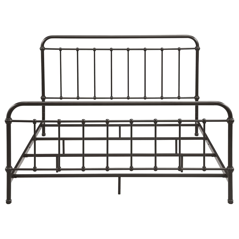 Pemberly Row Traditional Metal Eastern King Spindle Bed in Dark Bronze