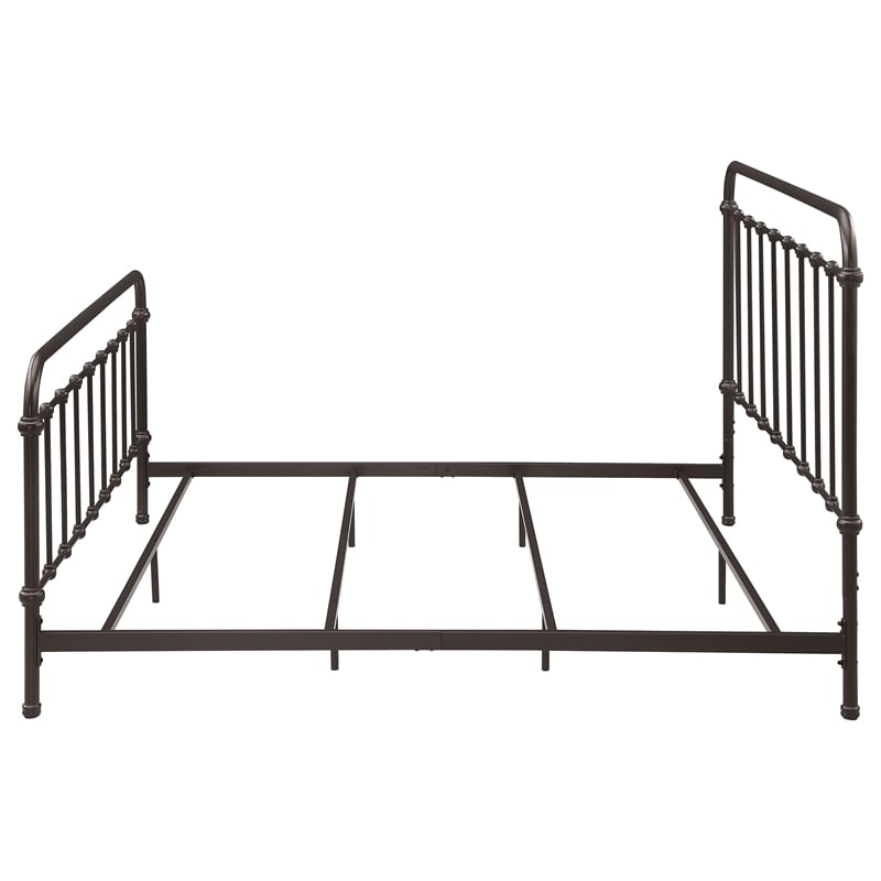 Pemberly Row Traditional Metal Eastern King Spindle Bed in Dark Bronze