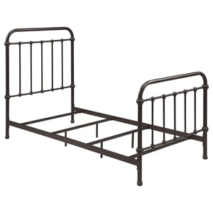 Pemberly Row Traditional Metal Twin Spindle Bed in Dark Bronze