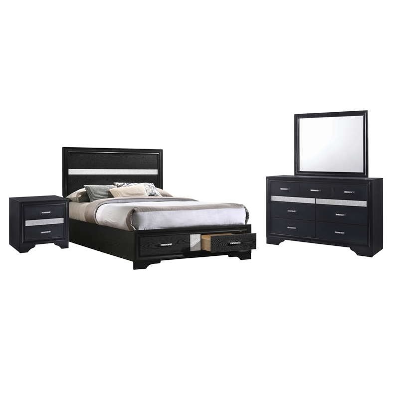 Pemberly Row 4-Piece California King Bedroom Set in Black Finish
