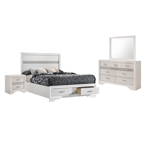 Pemberly Row 4-Piece Full Storage Bedroom Set in White Finish