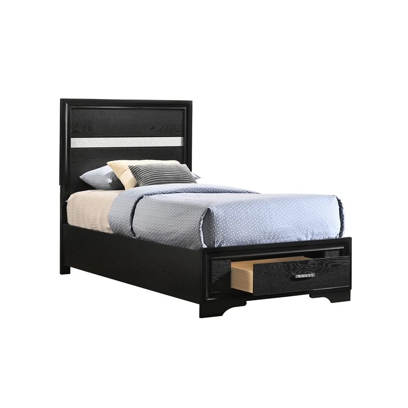 Pemberly Row 4-Piece Twin Storage Bedroom Set in Black Finish