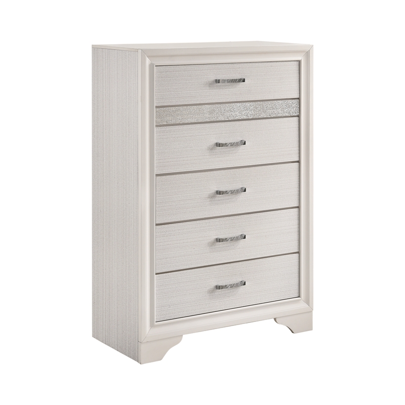 Pemberly Row 5-Piece Eastern King Bedroom Set in White Finish
