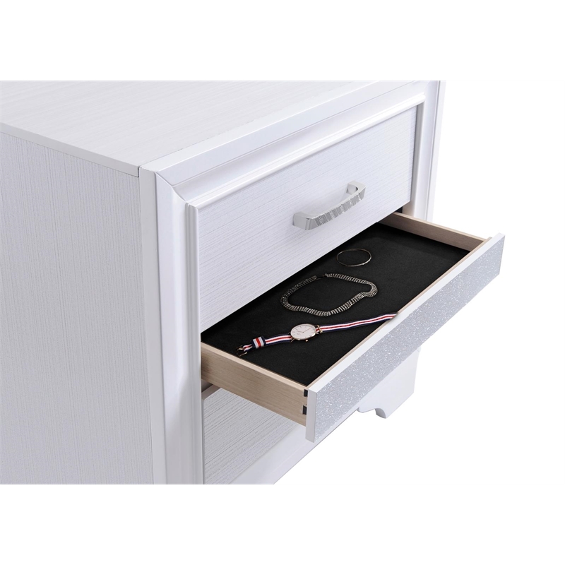 Pemberly Row 3-Drawer Nightstand Bedside Table in White Finish