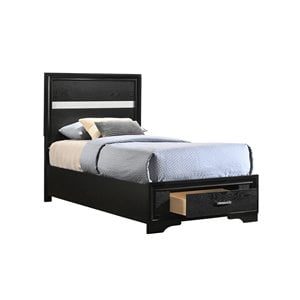 Pemberly Row 51-Inch Twin Storage Panel Bed in Bold Black Finish