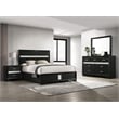 Pemberly Row 4-Piece Full Upholstered Bedroom Set in Black Finish